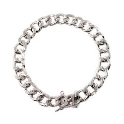 Pulsera plata Ley 925m unisex 21 cm. eslabones barbada maciza mosquetón