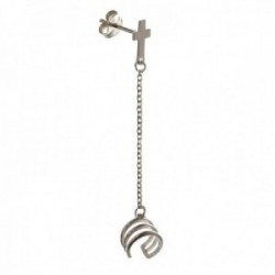 Pendiente suelto medio par plata Ley 925m trepador mujer 4.5 cm. motivo cruz 8 mm. presión