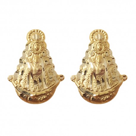 Pendientes oro 18k Virgen del Rocío silueta 17mm. presión [7087]