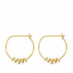 Pendientes oro 18k mujer 13 mm. aros detalle muelle