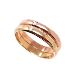 Alianza oro bicolor 18k dos brillantes 0.032ct. Diámetro 2mm. Ancho 3x3 mm. Se puede personalizar