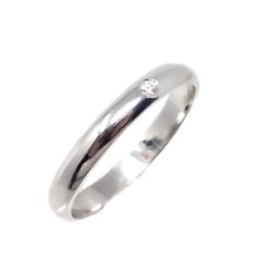 Alianza oro blanco 18k brillante centro 0.032ct. diámetro 2 mm. Ancho 3x3 mm. Se puede personalizar.