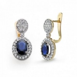 Pendientes oro bicolor 9k mujer rubí centro circonitas