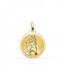 San Cristóbal medalla oro 18k unisex 18 mm. mate brillo