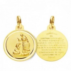 Bendición San Francisco medalla oro 18k unisex 18 mm. bisel liso