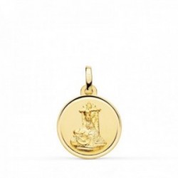 Virgen de las Angustias medalla oro 18k unisex 16 mm. centro lisa bisel