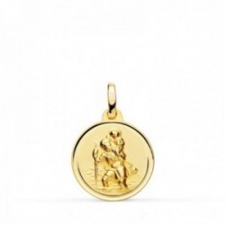 San Cristóbal medalla oro 18k centro 16 mm. bisel liso
