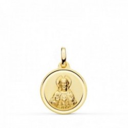 Corazón de Jesús medalla oro 18k lisa 14 mm. bisel