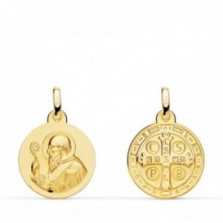 San Benito medalla oro 18k redonda 16 mm.