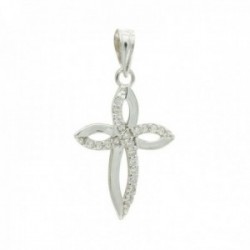 Cruz colgante oro blanco 9k mujer 23 mm. calada circonitas