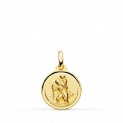 San Cristóbal medalla oro 18k centro 14 mm. bisel liso