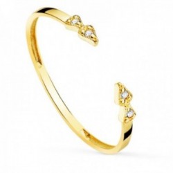 Sortija oro 18k mujer abierta cuatro diamantes 0.032ct. ancho cuerpo 1.10 mm.
