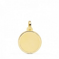 Colgante oro 18k unisex 16 mm. matizada lisa bisel