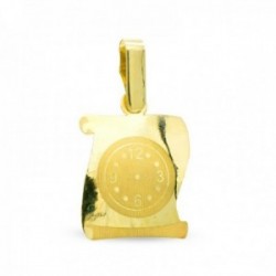Colgante oro 9k pergamino 16 mm. reloj centro combinado liso brillo