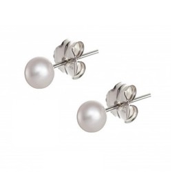 Pendientes plata Ley 925m perla sintética 6mm. [AB1122]