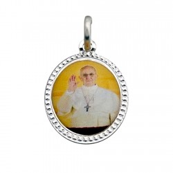 Papa Francisco colgante medalla plata Ley 925m rodiada 18 mm. unisex