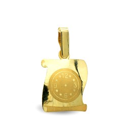 Colgante oro 9k unisex 16 mm. pergamino reloj centro combinado liso