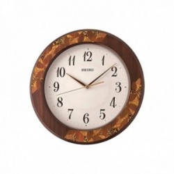 Reloj pared Seiko Clocks QXA708B redondo 39.5 cm. marrón detalles