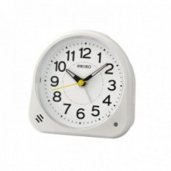 Reloj despertador Seiko Clocks QHE188W redondo 11 cm. blanco función luz alarma repetición zumbador