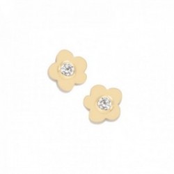 Pendientes Agatha Ruiz de la Prada oro 18k niña 5 mm. flor margarita lisa circonita centro tornillo