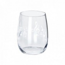 Set seis vasos cristal modelo MÚSICA 10 cm. detalles notas musicales 36 cl.