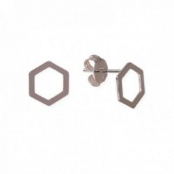 Pendientes plata Ley 925m hexágono 8 mm. calado liso presión