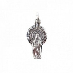 Virgen del Pilar colgante plata Ley 925m maciza 21 mm. detalles tallados