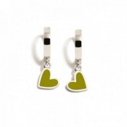 Pendientes Agatha Ruiz de la Prada plata Ley 925m colección Hoops aro 11 mm. corazones esmaltados