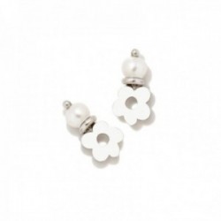 Pendientes Agatha Ruiz de la Prada plata Ley 925m colección Perlas Arcoiris flor 14 mm. perla