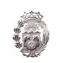 Insignia profesional Veterinaria escudo plata Ley 925m 16 mm. pin cierre trasero latón plateado