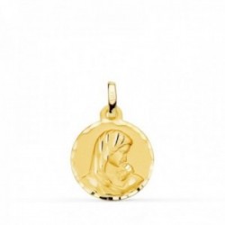 Amor Maternal medalla oro 18k unisex 16 mm. detalles tallados