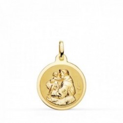 San Antonio medalla oro 18k unisex 18 mm. brillo bisel liso