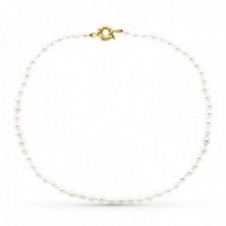 Gargantilla collar oro 18k mujer 40 cm. perlas cultivadas combinadas cierre timón