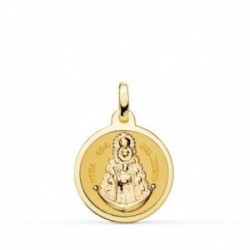 Virgen del Rocío medalla oro 18k unisex 18 mm. acabado brillo bisel liso