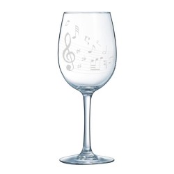 Set seis copas vino cristal modelo MÚSICA 22 cm. detalles notas musicales 53 cl.