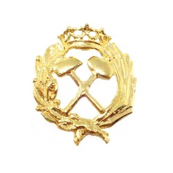Insignia profesional Ingeniero de Minas escudo plata 925m Ley 18 mm. pin chapado oro cierre trasero latón