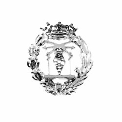 Insignia profesional Ingeniero Telecomunicaciones escudo plata 925m Ley 17 mm. pin cierre
