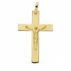 Cruz Cristo colgante oro 18k unisex plana láser