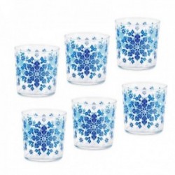 Pack seis vasos cristal modelo ARABESQUE 9 cm. detalles color azul 36 cl.