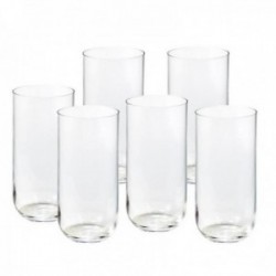Pack seis vasos cristal 15 cm. altos 44 cl. redondos lisos