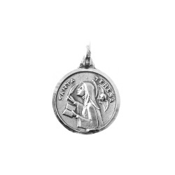 Santa Teresa medalla plata Ley 925m 18 mm. maciza unisex detalle bisel