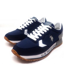 U.S. POLO ASSN zapatillas hombre modelo CLEEF moda casual tela ante color azul marino detalles gris