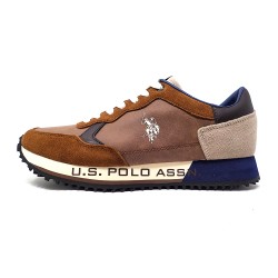 U.S. POLO ASSN zapatillas hombre modelo CLEEF moda casual cuero ecológico marrón detalles marca