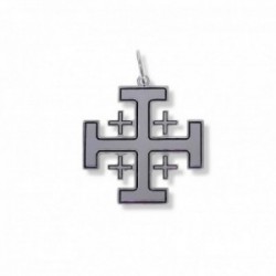 Cruz de Jerusalén colgante plata Ley 925m unisex 20 mm. lisa