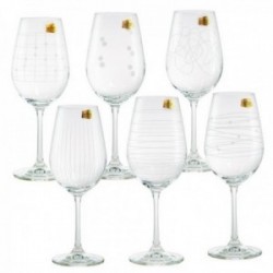 Set 6 copas vino decoradas modelo ELEMENTS 23.5 cm. motivos lineales surtidos 45 cl.