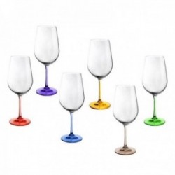 Set 6 copas vino modelo RAINBOW 25 cm. pie colores surtidos 55 cl.