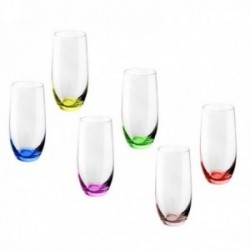 Set 6 vasos largos cristal 15 cm. modelo RAINBOW 35 cl. transparentes combinados colores variados