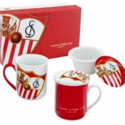 Set 2 tazas mugs 10 cm. Sevilla Fútbol Club con infusor y tapa
