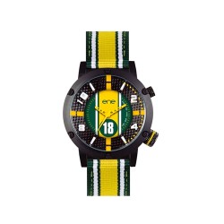 Reloj Ene Watch hombre acero inoxidable color negro esfera franjas colores verde amarillo blanco