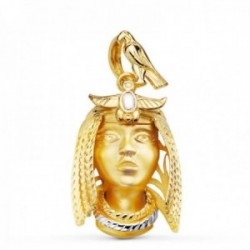 Colgante oro bicolor 18k unisex 30 mm. Nefertari detalles realistas tallados